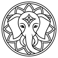Fototapeta premium Elegant Elephant Mandala Line Art Vector Design