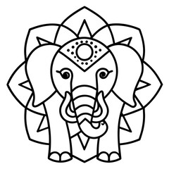 Elegant Elephant Mandala Line Art Vector Design