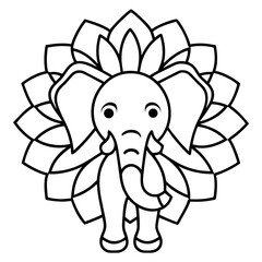 Elegant Elephant Mandala Line Art Vector Design