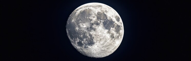 Stunning full moon illuminated against a dark sky showcasing intricate craters and textures. Perfect for astronomy enthusiasts and nature lovers.