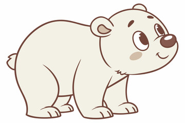 Fototapeta premium Cute cartoon bear, simple vector design, big round head, minimal colors, soft brown tone, friendly eyes