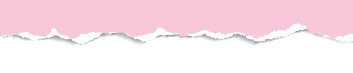 Obraz premium Realistic torn paper edge. Ripped Pastel Pink paper mockup isolated on transparent background. Piece of rip paper PNG. mockup template&nbsp;
