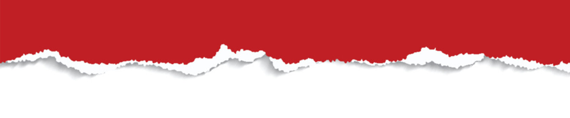 Realistic torn paper edge. Ripped red paper mockup isolated on transparent background. Piece of rip paper PNG. mockup template 