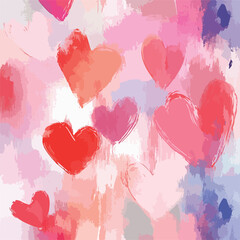 Valentine Watercolor Hearts Background