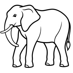 Elephant Outline Vector with Silhouette Style