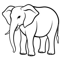 Elephant Outline Vector with Silhouette Style