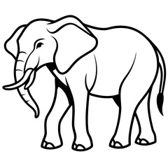 Elephant Outline Vector with Silhouette Style