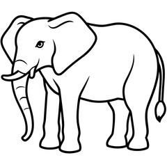 Elephant Outline Vector with Silhouette Style