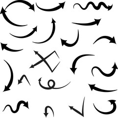 A black and white vector set of arrows for web design, a collection of directional icons and pointers