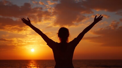 Fototapeta premium Sunset silhouette enjoyment nature