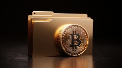 Gold bitcoin file folder illustration