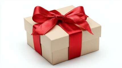 Obraz premium A 3D rendering of a red gift box with a gold ribbon and bow, perfect for holiday or birthday celebrations