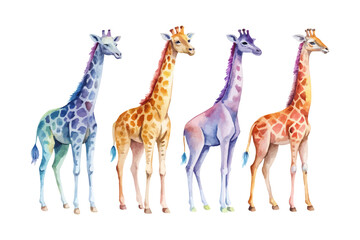 set of watercolor giraffe vector illustration isolated on white background