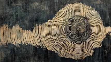Artistic Close-Up of Detailed Tree Rings on Textured Background