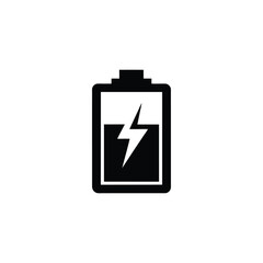High-energy Battery Icon: Bold Black and White Graphic Design, Power Symbol