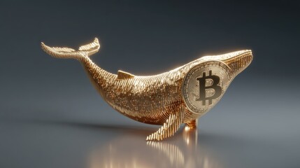 Naklejka premium Gold whale cryptocurrency illustration