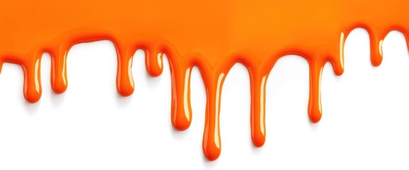 Dripping orange paint on white background
