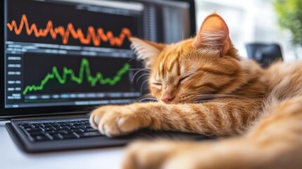 Sleepy Cat on Laptop