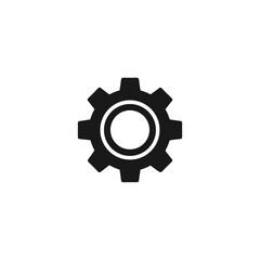 Black and White Cogwheel Gear Icon: Simple, Minimalist, Industrial Design Element