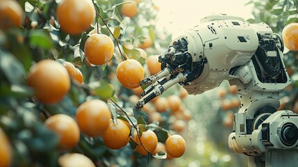 Robotic Arm Harvesting Oranges in a Citrus Grove Environment