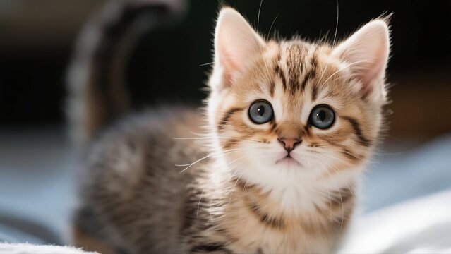 Adorable fluffy kitten with blue eyes, perfect for pet lovers looking for cute cat photos. Ideal for prints, gifts, or decor. - Powered by Adobe