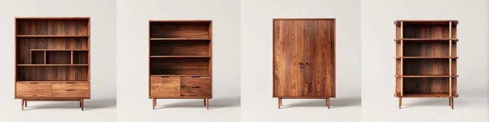 Four pieces of mid-century modern wooden furniture