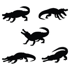 Collection of crocodile silhouettes 