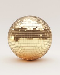 Gold disco ball, reflective, sphere