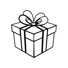 GIft box line art, gift box line drawing, Birthday gift box