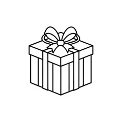 GIft box line art, gift box line drawing, Birthday gift box