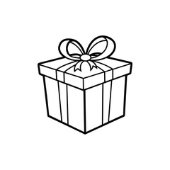 GIft box line art, gift box line drawing, Birthday gift box