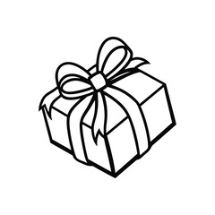 GIft box line art, gift box line drawing, Birthday gift box