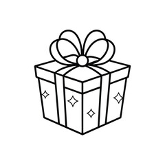 GIft box line art, gift box line drawing, Birthday gift box