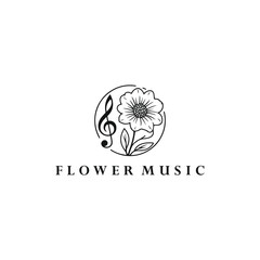 Flower music logo vector icon illustration style