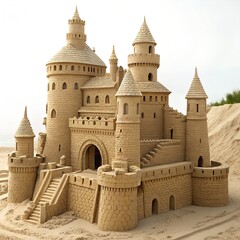  Large Detailed Sandcastle on Beach