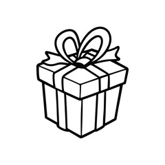 GIft box line art, gift box line drawing, Birthday gift box