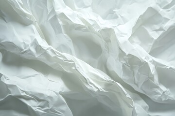 Obraz premium A close-up of soft crumpled white paper, showcasing folds, creases, and textured details. The clean, neutral palette and soft shadows create an organic, minimalist aesthetic.