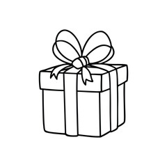 GIft box line art, gift box line drawing, Birthday gift box