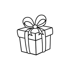 GIft box line art, gift box line drawing, Birthday gift box