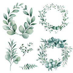 Fototapeta premium Watercolor Floral Bouquet Illustration Set