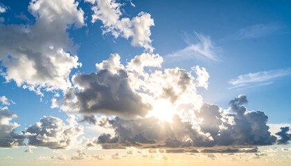 Dramatic sky with clouds and sun