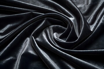 Fototapeta premium Dark grey velvet fabric with soft folds and highlights texture textile