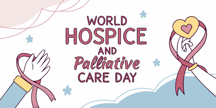 World Hospice and Palliative Care Day banner graphic with ribbons and hands - Powered by Adobe