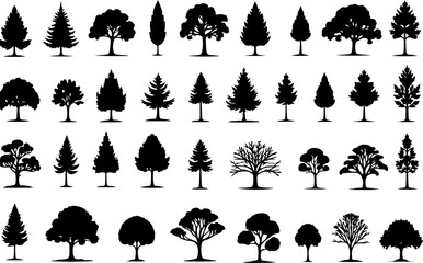 Tree Silhouettes, Forest Shapes, Pine Trees, vector bundle
