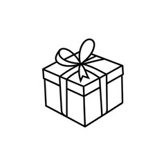 GIft box line art, gift box line drawing, Birthday gift box