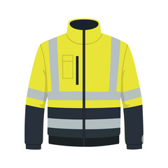 A high-visibility safety jacket in yellow with reflective strips, ideal for workwear and personal protection equipment