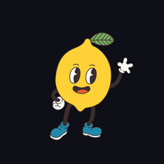 Fresh Lemon Citrus Fruit Family Rutaceae. Fruit Illustration Theme.