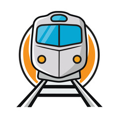 A stylized train front logo in a circular frame, ideal for railway companies, transportation, or travel-related branding