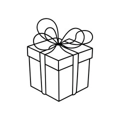 GIft box line art, gift box line drawing, Birthday gift box