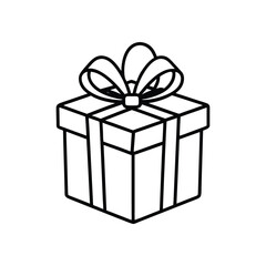 GIft box line art, gift box line drawing, Birthday gift box